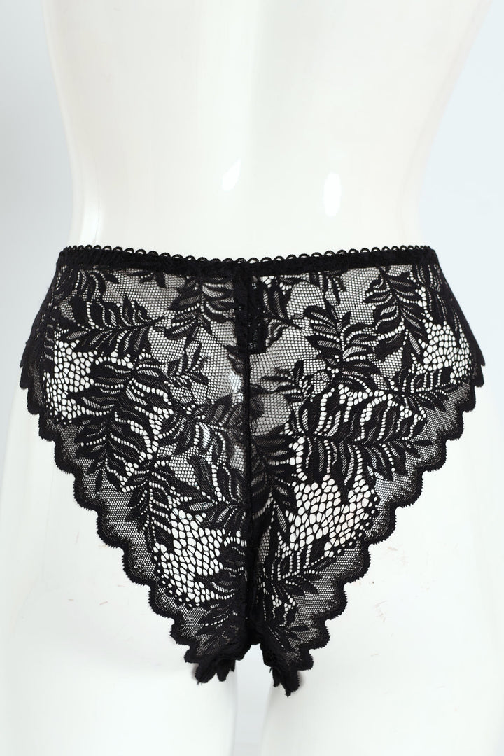 Full Lace Tanga High-Cut Panty - Black