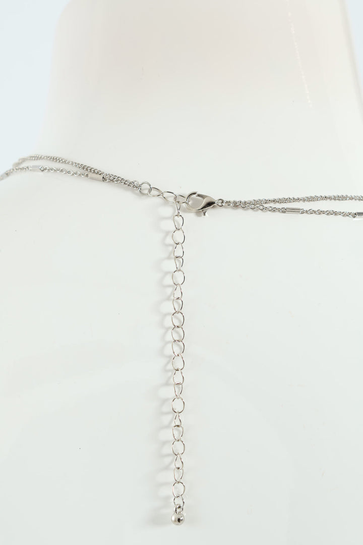 Gem & Disc Layered Necklace - Silver