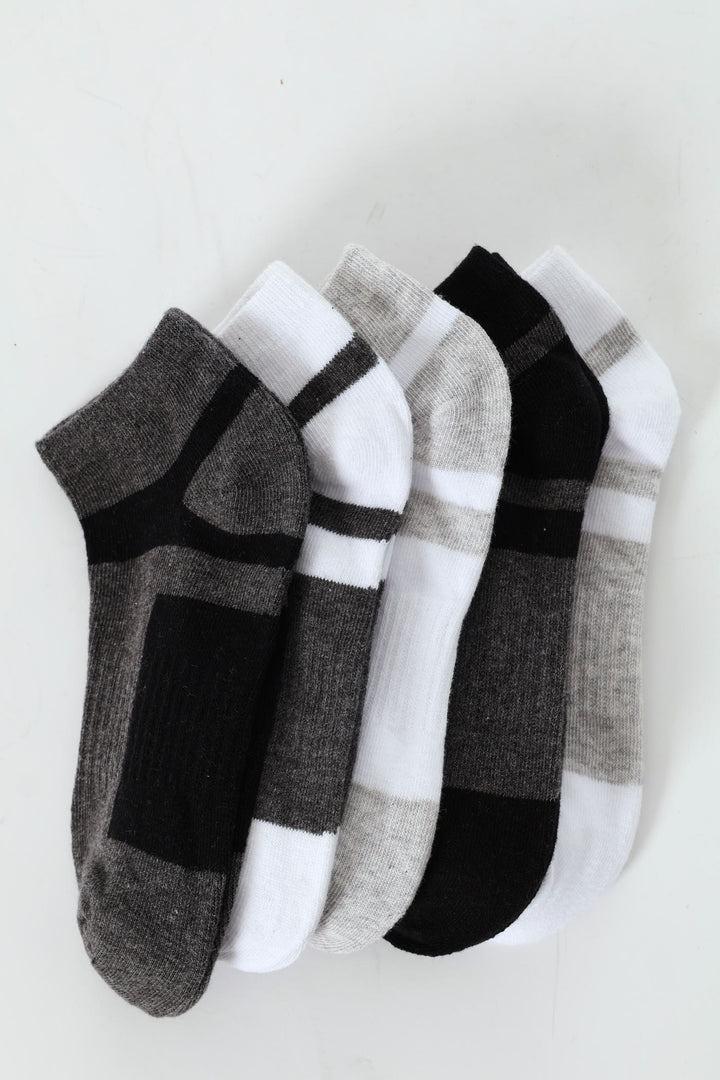 Boys 5 Pack Plain Low Cut Socks - Multi