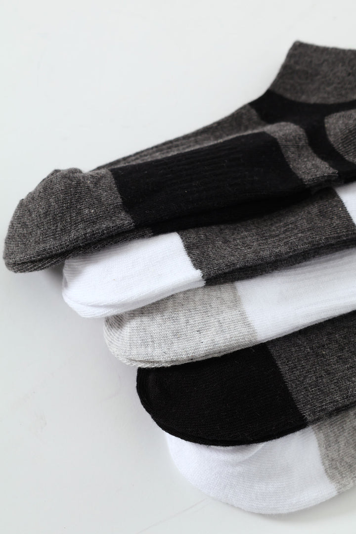 Boys 5 Pack Plain Low Cut Socks - Multi