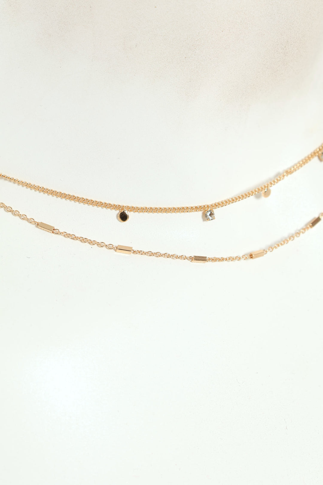 Gem & Disc Layered Necklace - Gold
