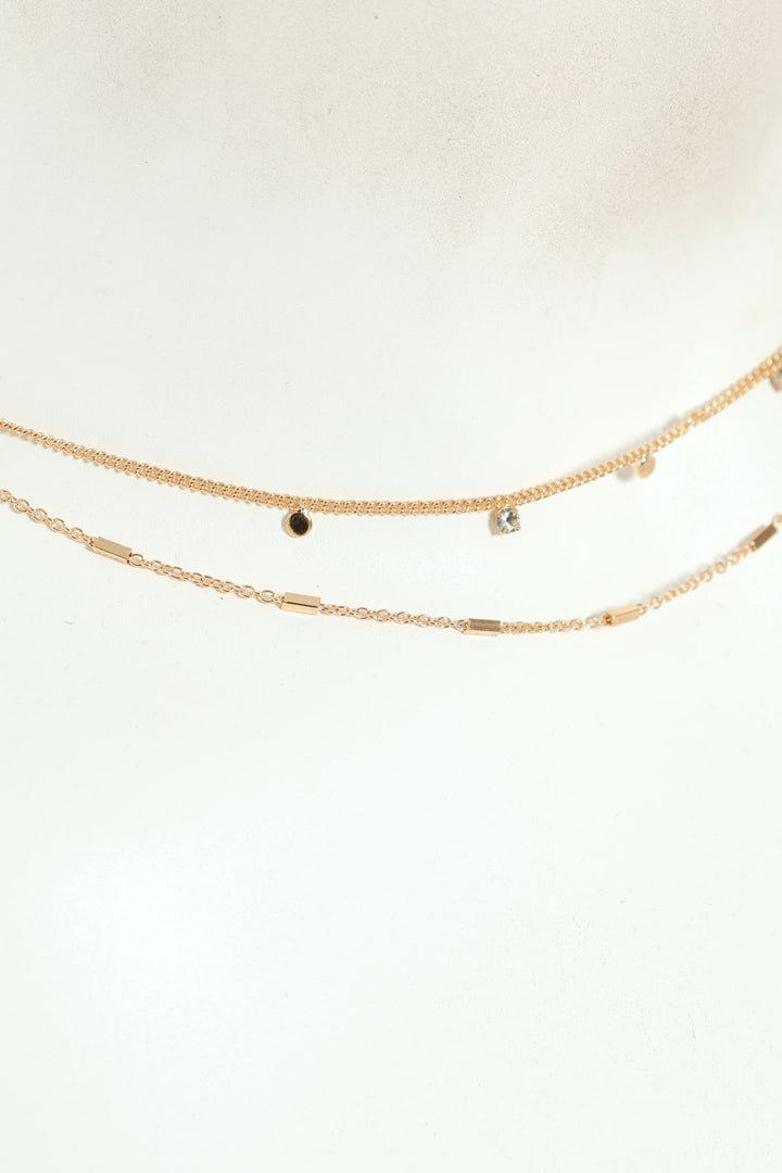 Gem & Disc Layered Necklace - Gold