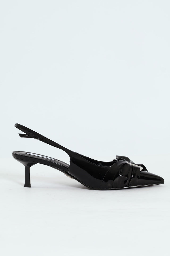 Kaci Kitten Heel Slingback With Bow - Black