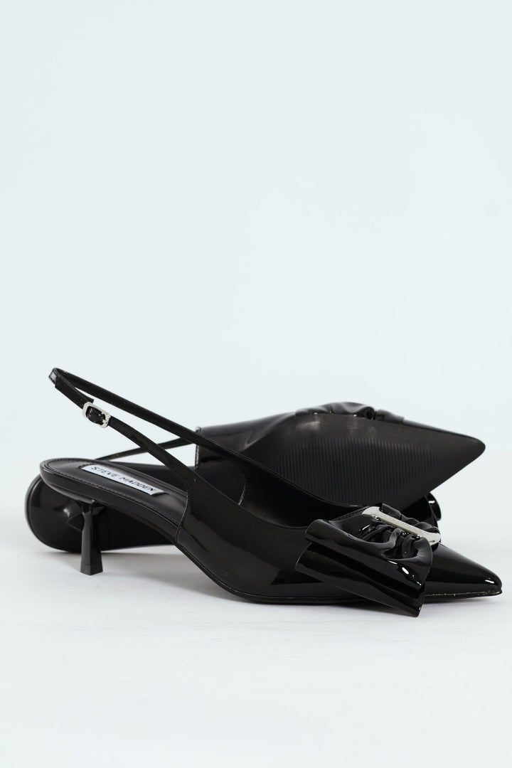 Kaci Kitten Heel Slingback With Bow - Black