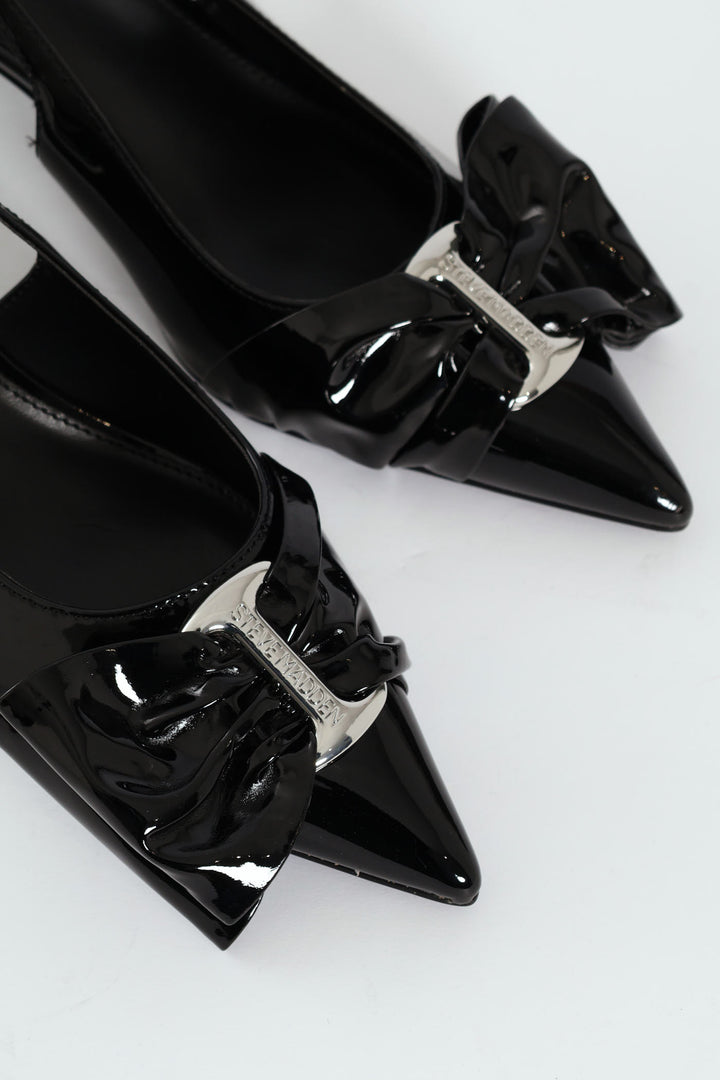 Kaci Kitten Heel Slingback With Bow - Black