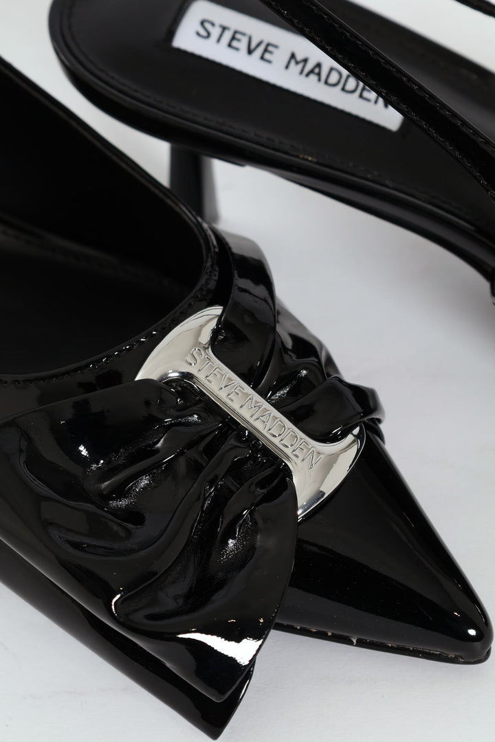 Kaci Kitten Heel Slingback With Bow - Black