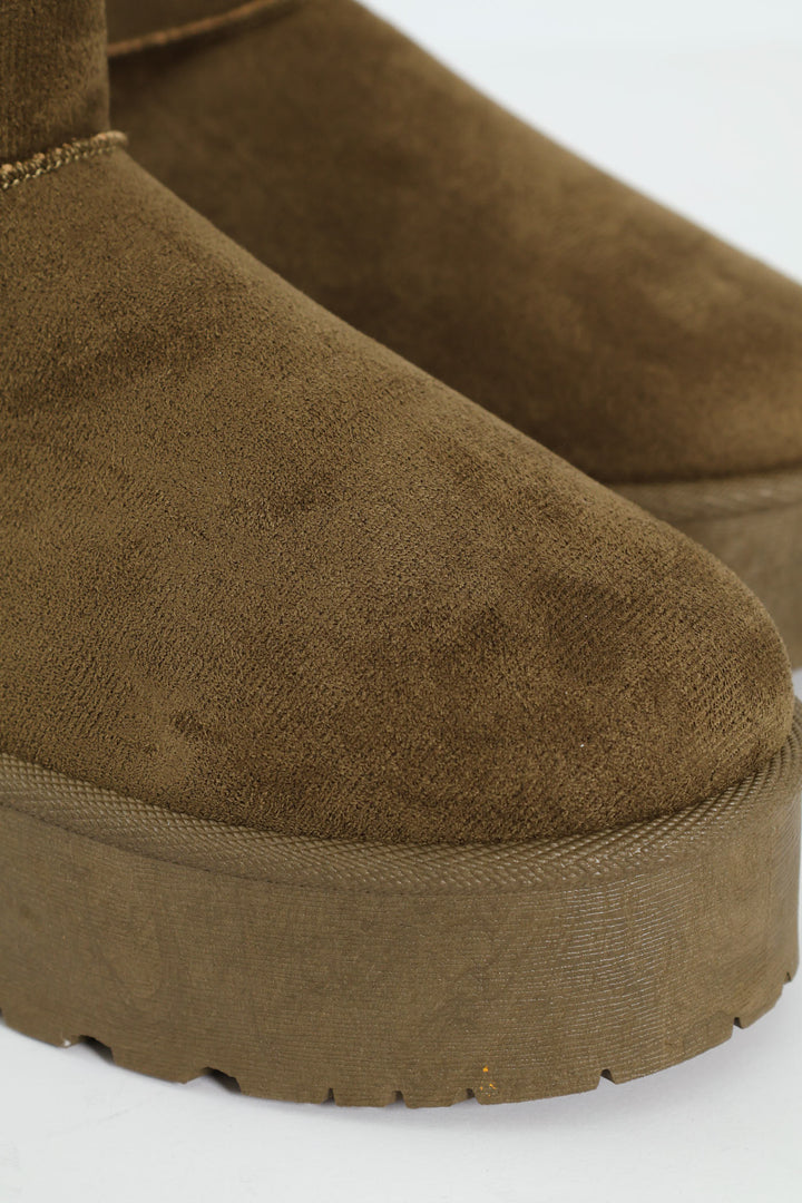 Wipstitch Flatform Bootie - Olive