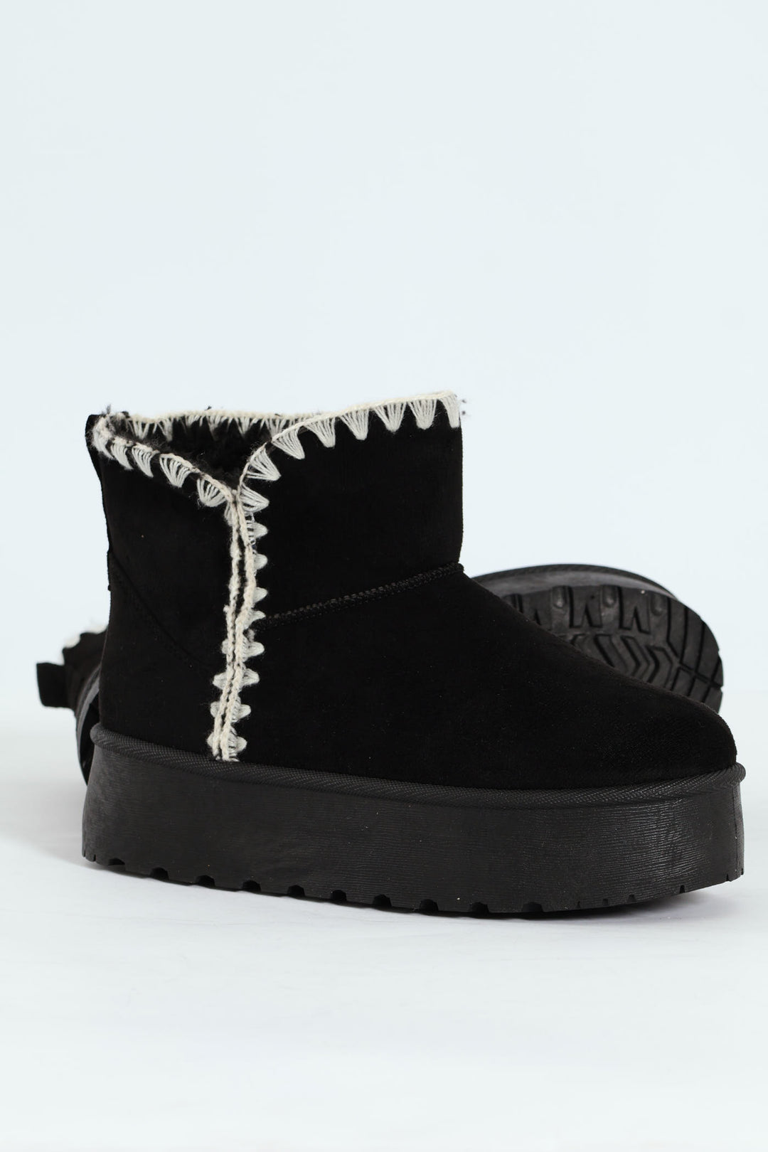 Wipstitch Flatform Bootie - Black