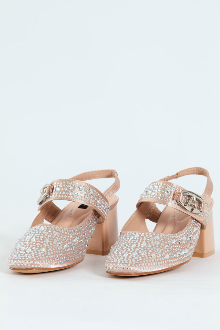 Irridescent Maryjane Heel - Silver