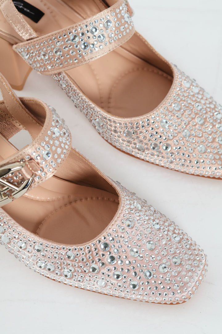 Irridescent Maryjane Heel - Silver