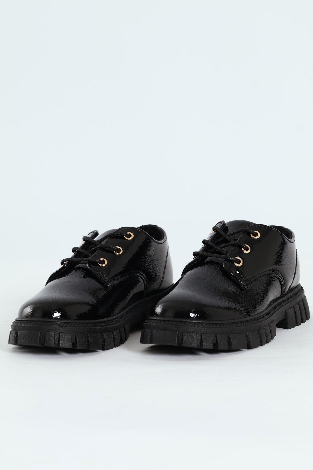 Girls Patent Lace Up Shoe - Black