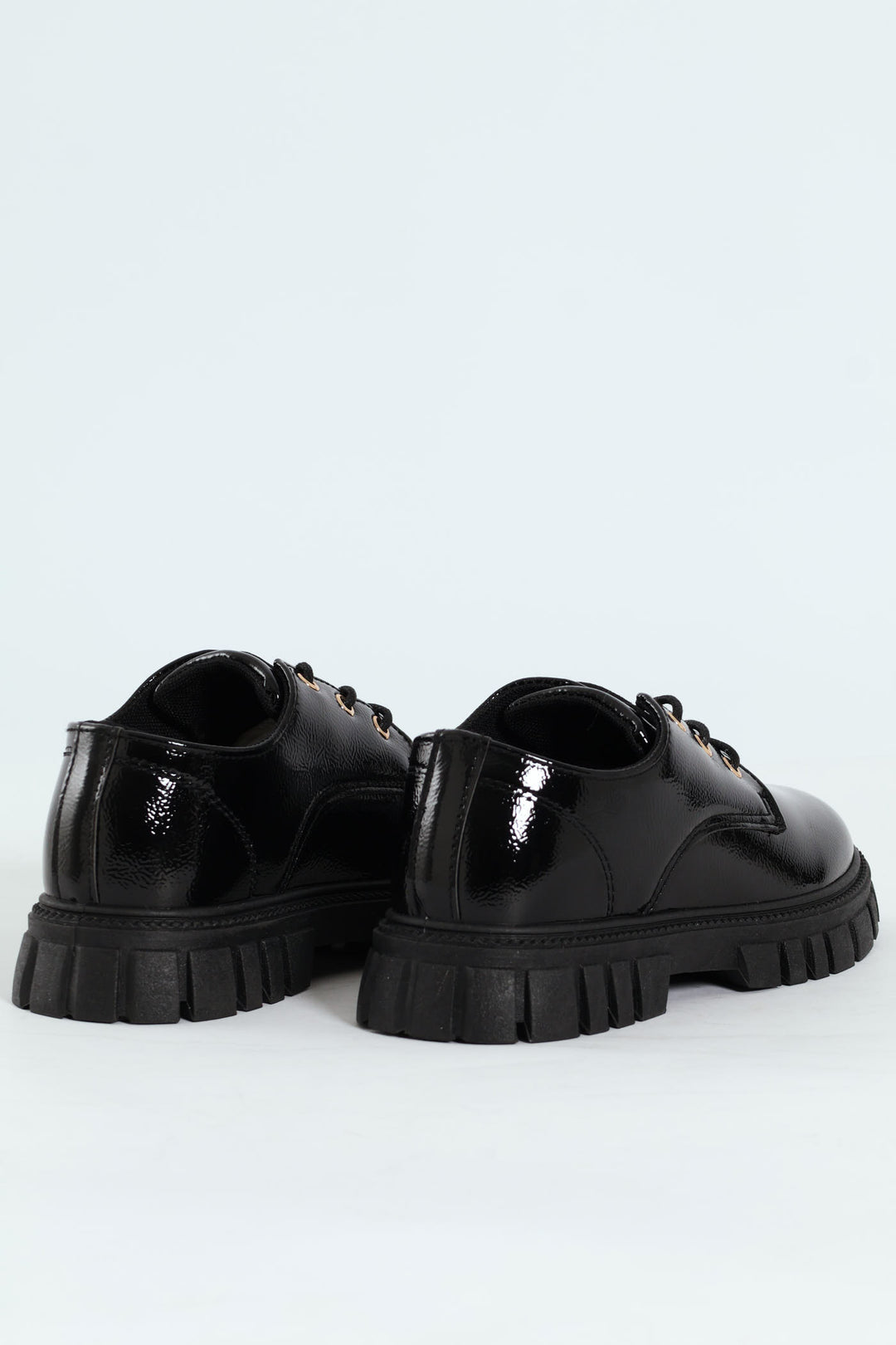 Girls Patent Lace Up Shoe - Black