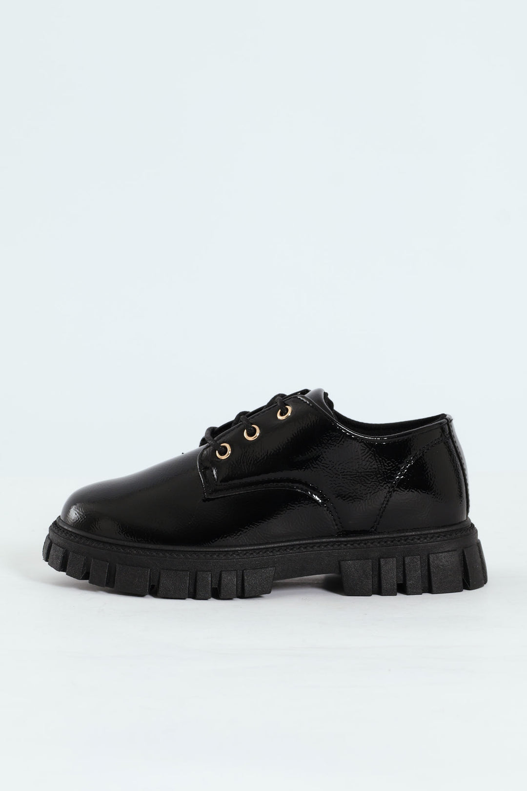 Girls Patent Lace Up Shoe - Black