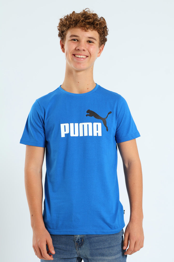 Boys Essential Plus Two Tone Logo Tee - Blue