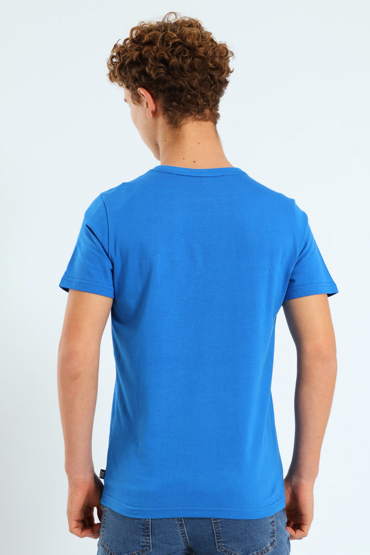 Boys Essential Plus Two Tone Logo Tee - Blue