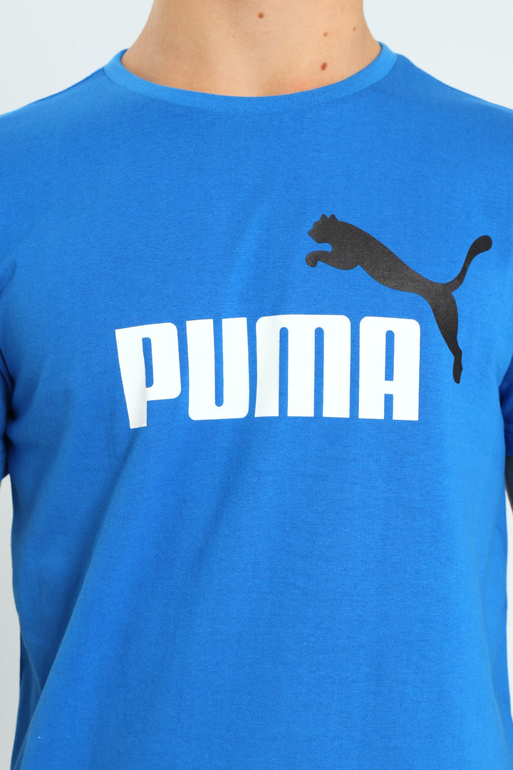 Boys Essential Plus Two Tone Logo Tee - Blue