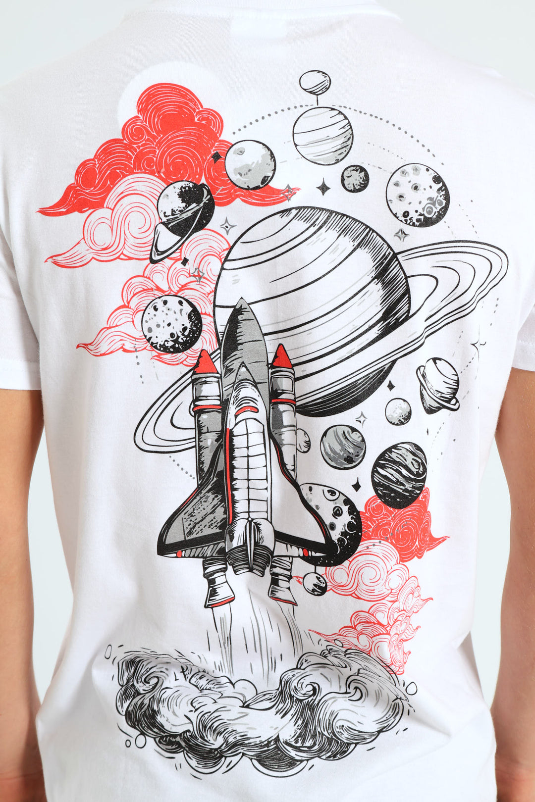 Boys NASA Front & Back Print Tee - White