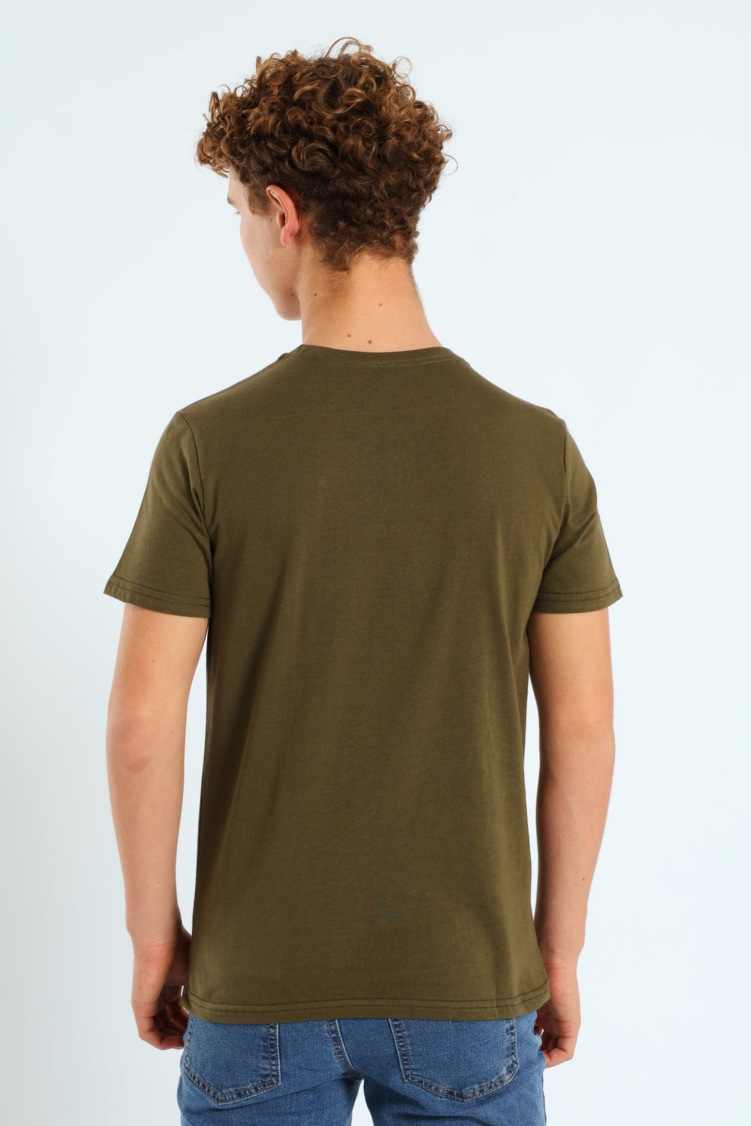 Boys Olive Palm Photographic Tee - Olive