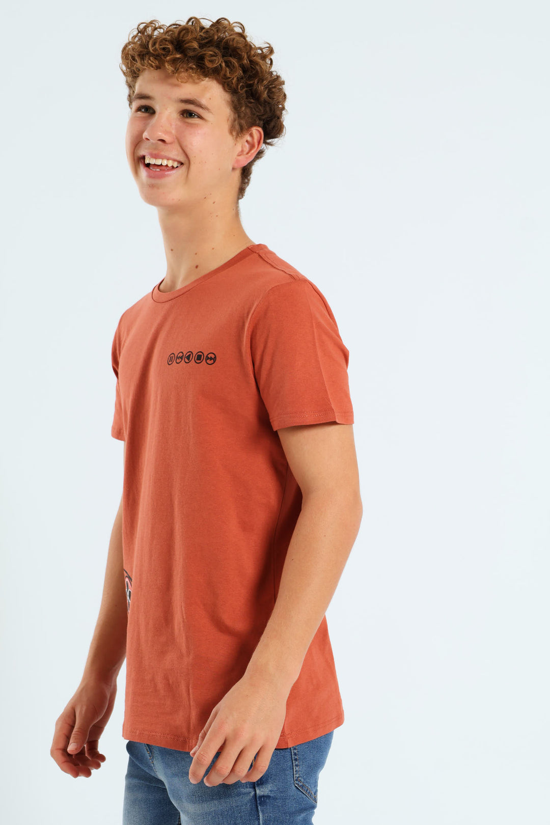 Boys Back Print Gamer Tee - Rust
