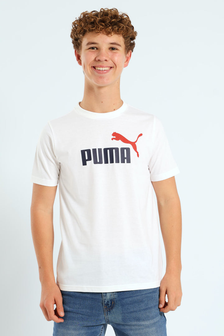 Boys Essential Two Tone No.1 Tee - White