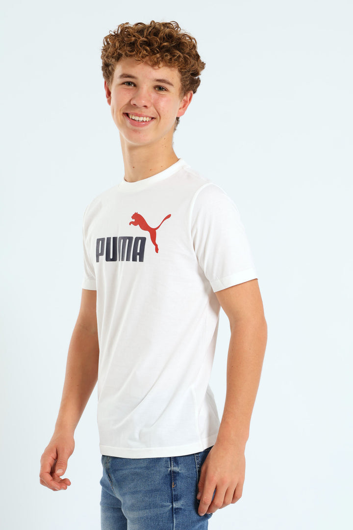 Boys Essential Two Tone No.1 Tee - White