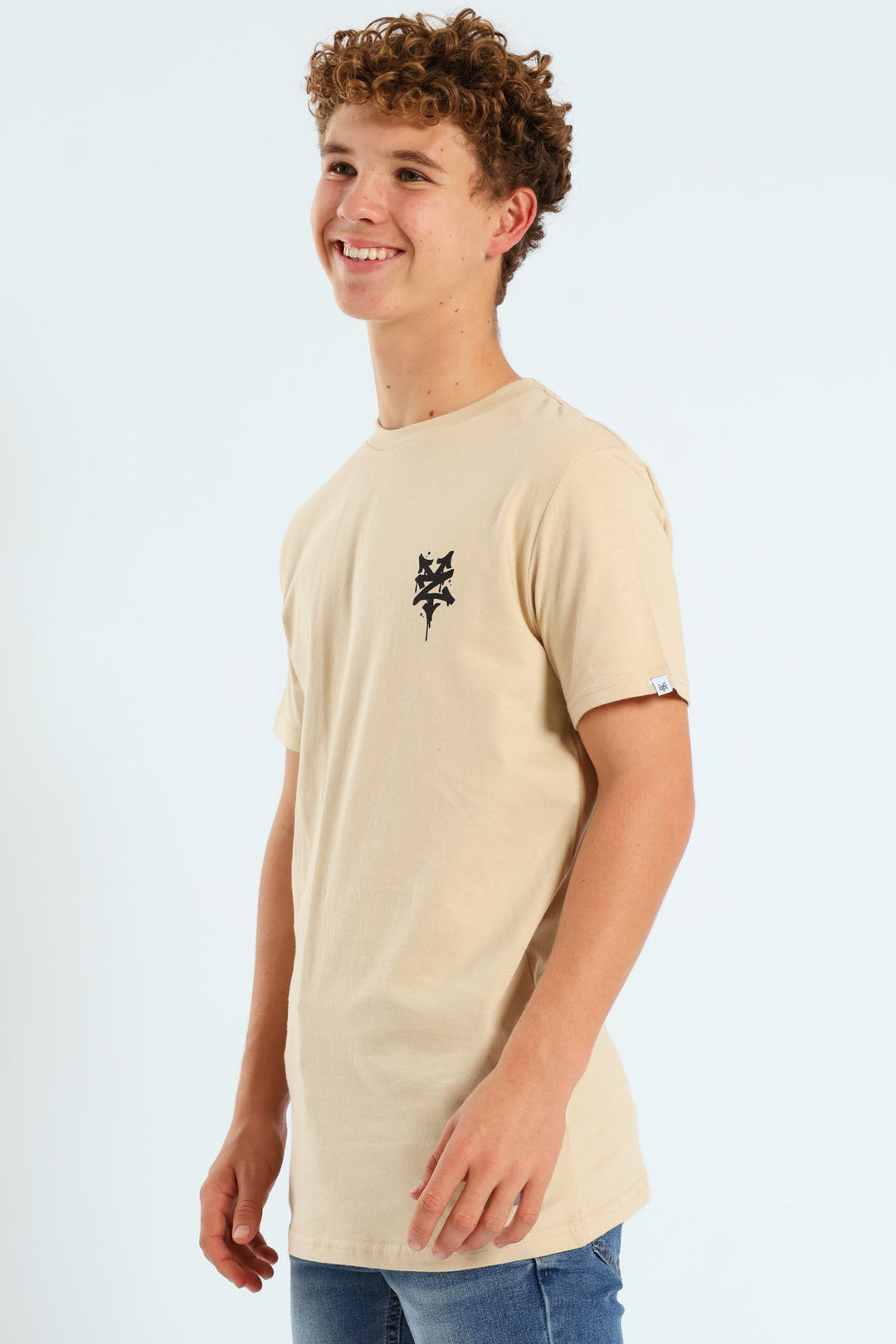 Boys Back Print Tee - Stone