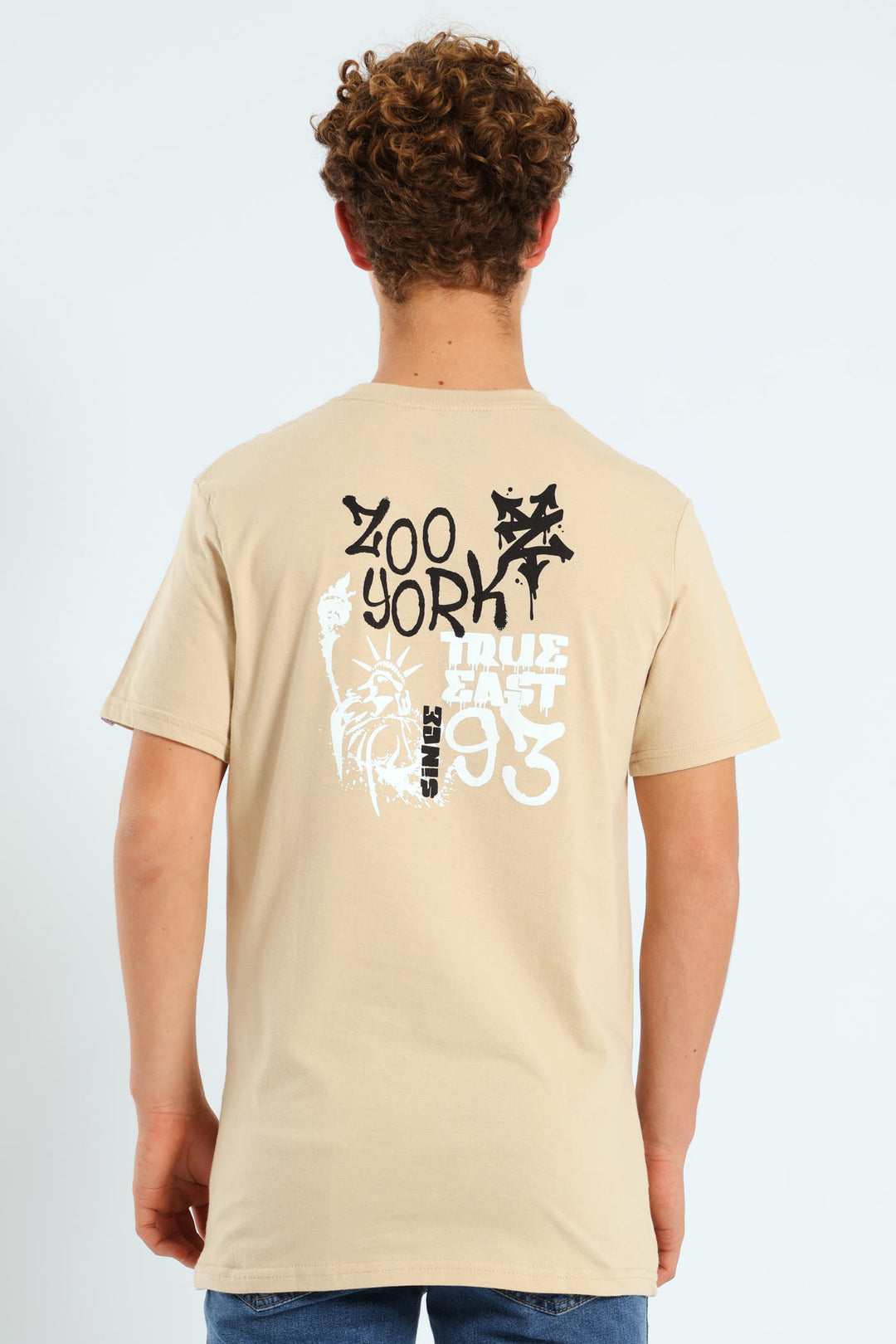 Boys Back Print Tee - Stone