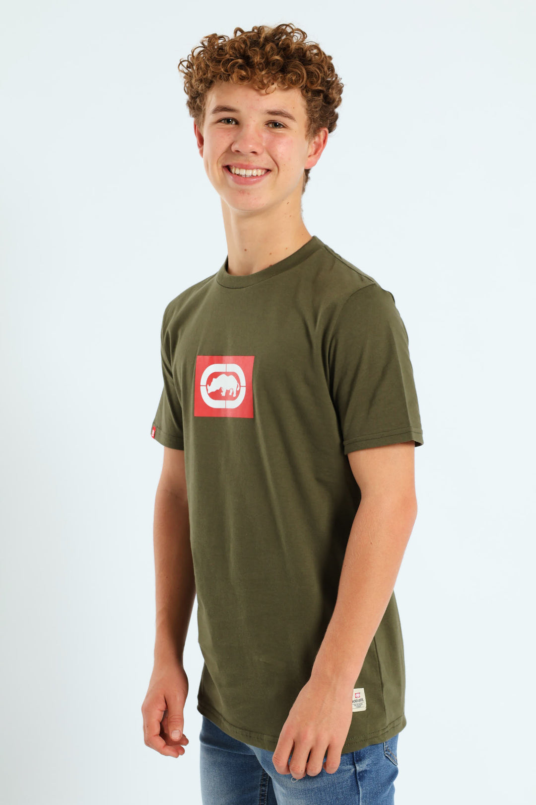 Boys Core Short Sleeve Print Tee - Olive/Red