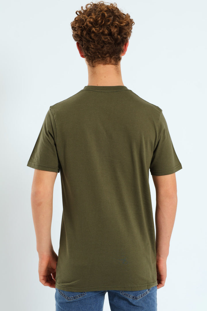 Boys Core Short Sleeve Print Tee - Olive/Red