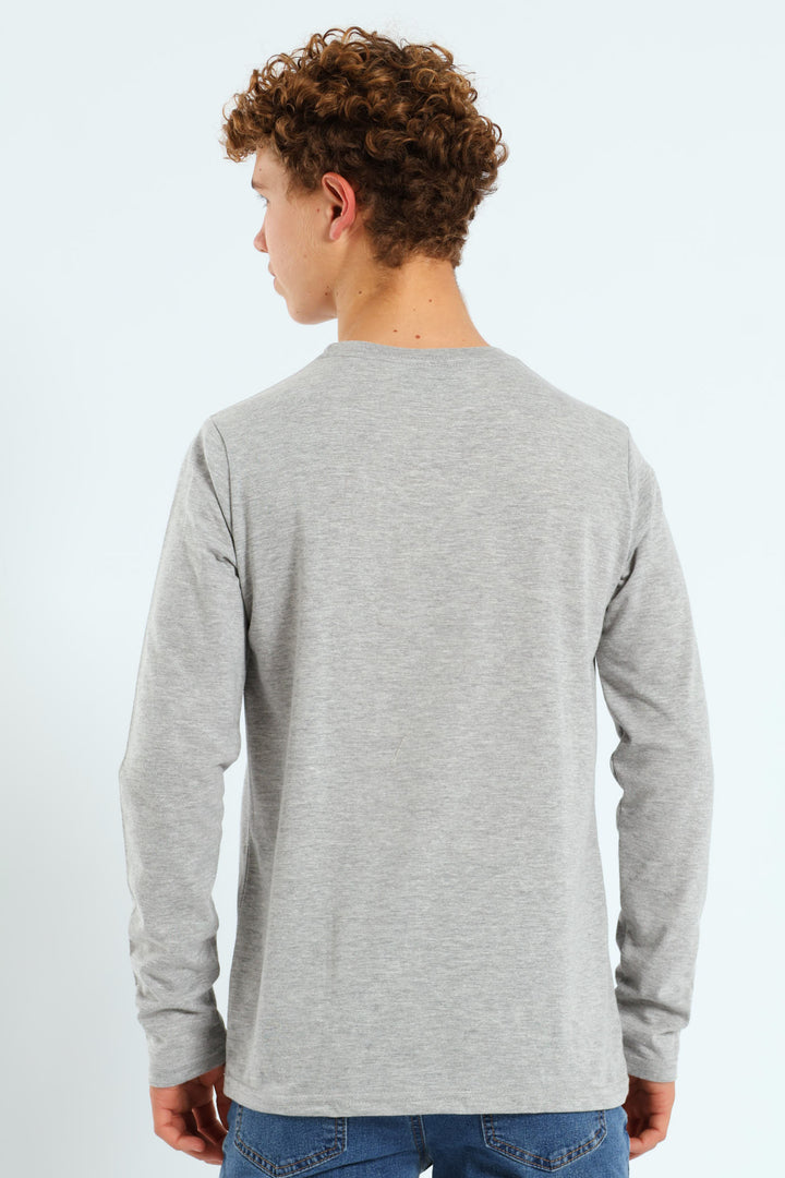 Boys 2 Pack Long Sleeve Gamer & Soccer Tees - Grey Melange/Black