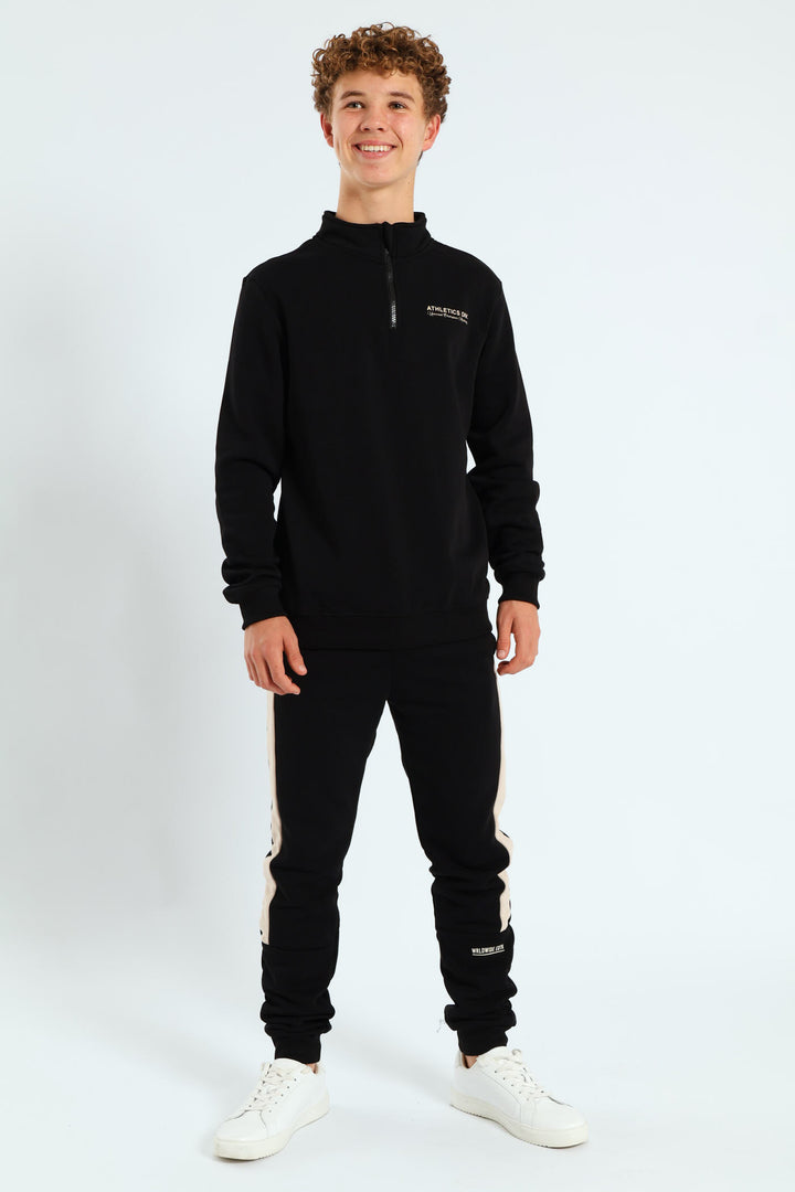 Boys Colourblock Jogger - Black/Tan