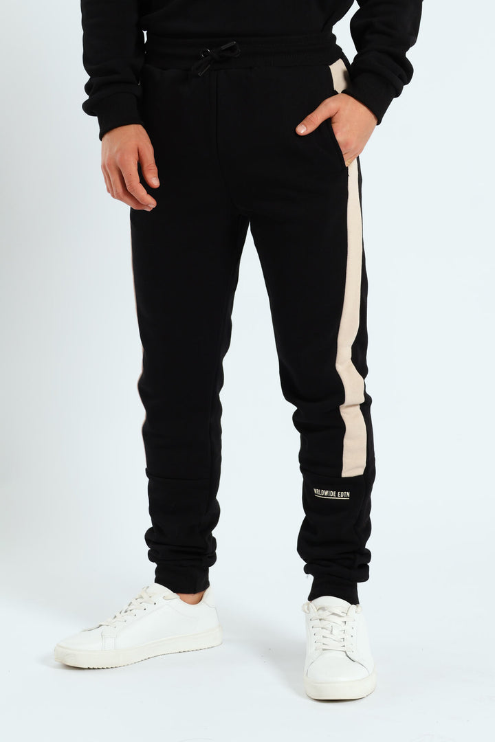Boys Colourblock Jogger - Black/Tan