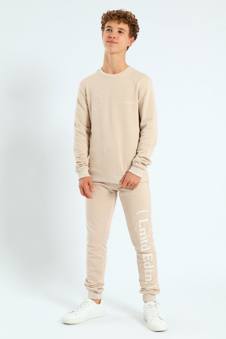 Boys Silicone Leg Print Jogger - Stone