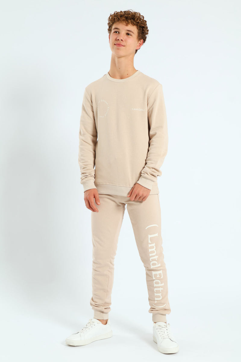 Boys Silicone Leg Print Jogger - Stone