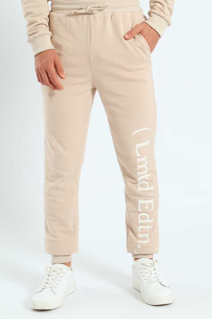 Boys Silicone Leg Print Jogger - Stone