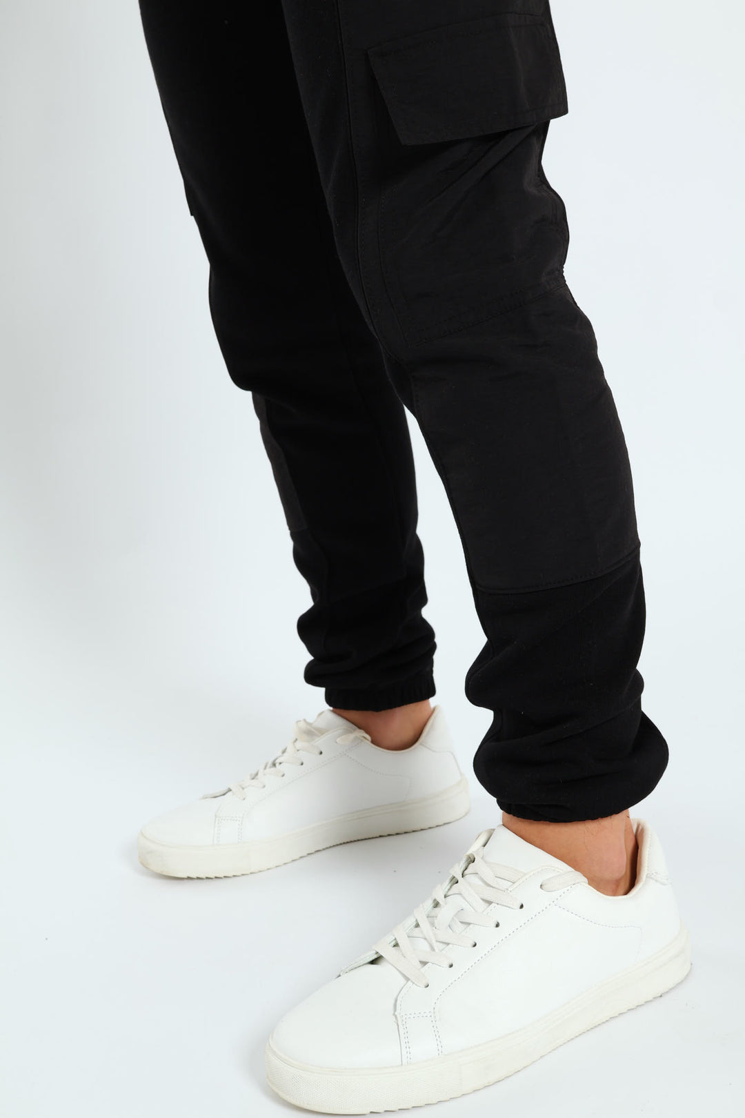 Boys Nylon Insert Cargo Jogger - Black