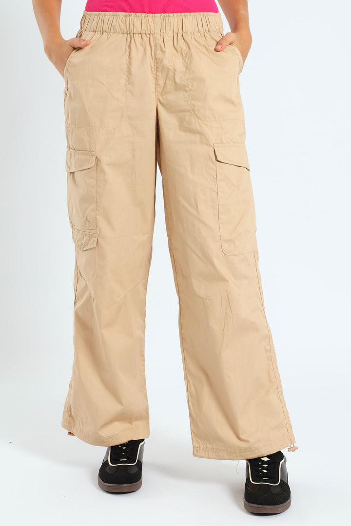 Girls Parachute Multi Pocket Pants - Stone
