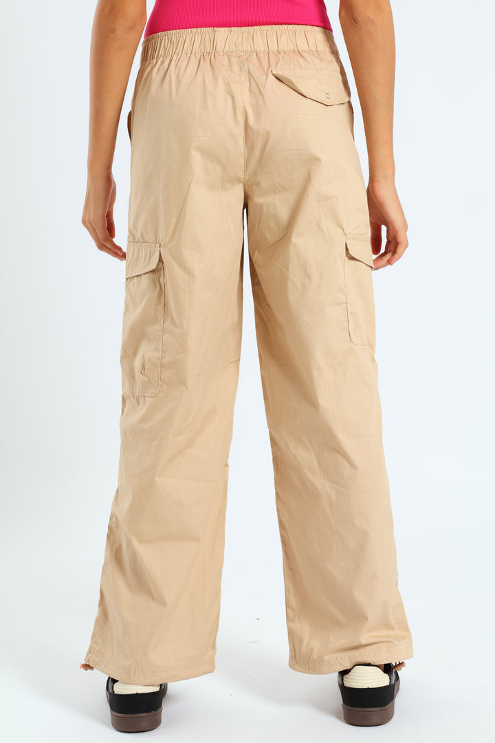 Girls Parachute Multi Pocket Pants - Stone