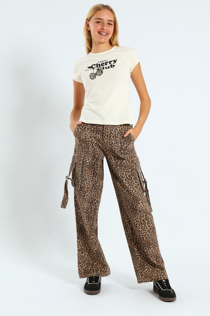 Girls Leopard Twill Cargo Pants