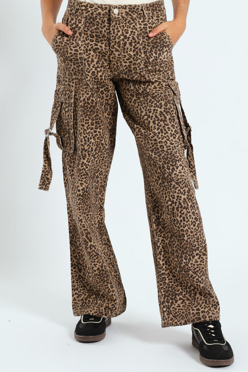 Girls Leopard Twill Cargo Pants