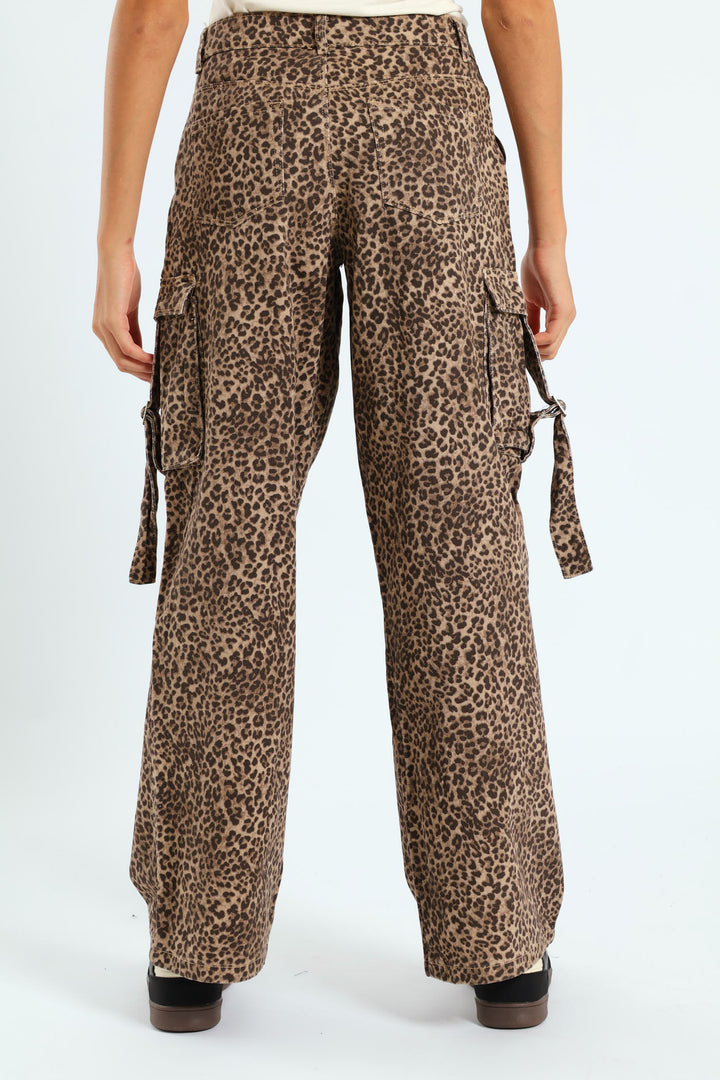 Girls Leopard Twill Cargo Pants