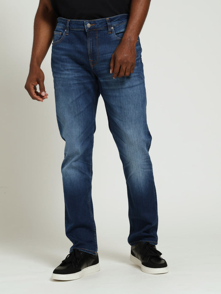 Slim Tapered Leg Denim Jean - Mid Blue