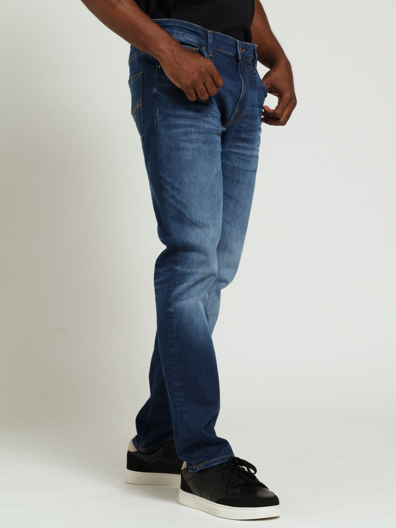 Slim Tapered Leg Denim Jean - Mid Blue