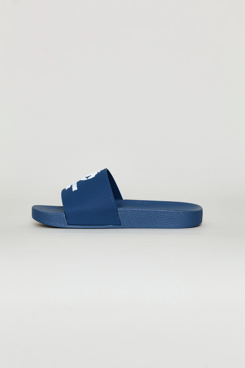 Boys Soccer Rubber Slide - Blue
