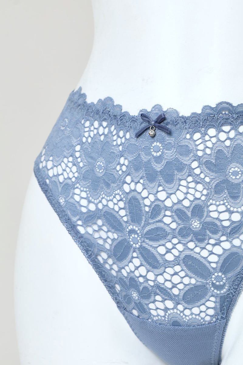 Full Lace Thong Panty - Blue