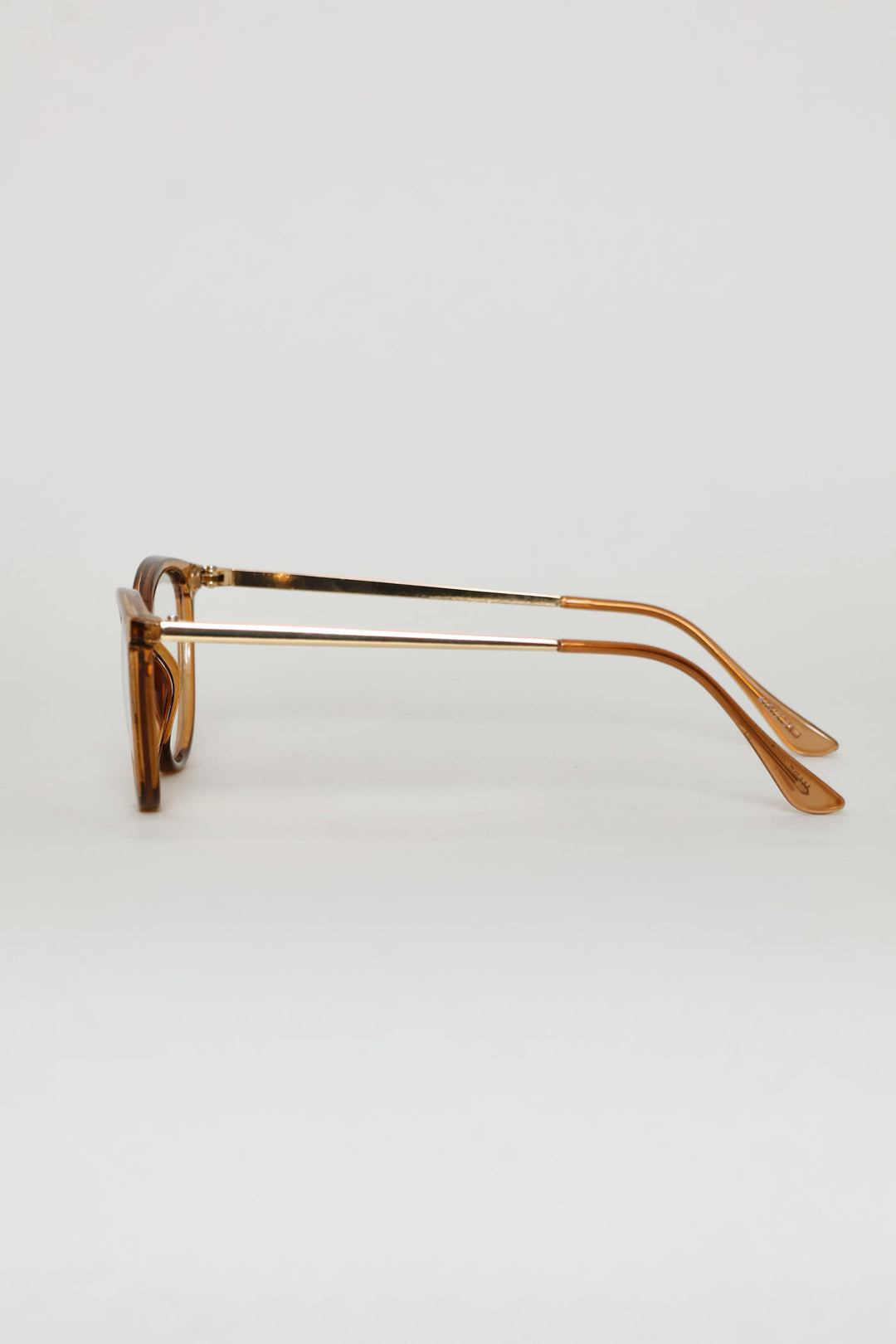Gold Temple Rounded Cateye Glasses - Brown
