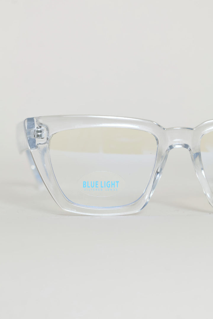 Chunky Square Cateye Glasses - Clear