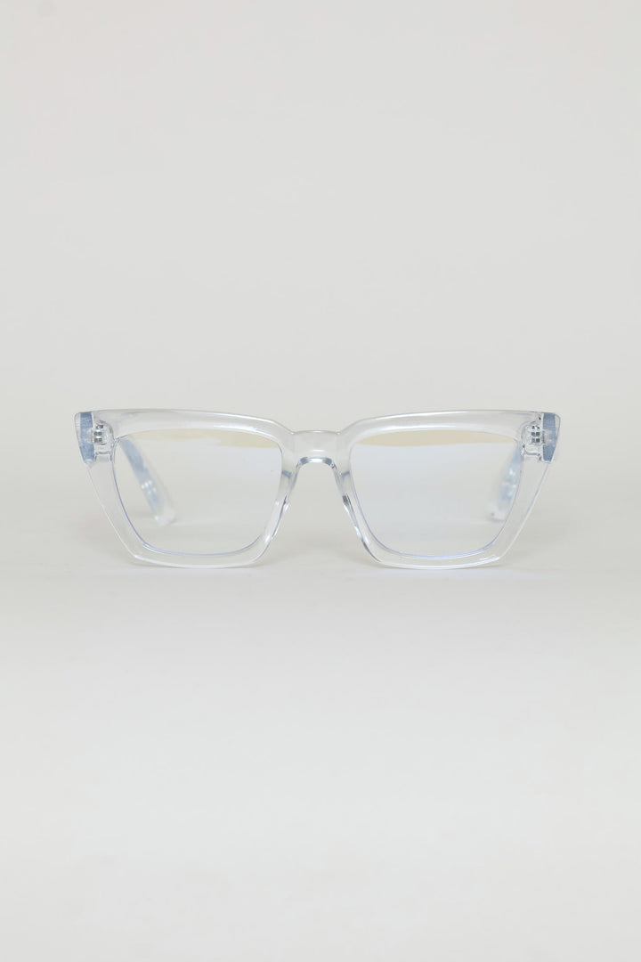 Chunky Square Cateye Glasses - Clear