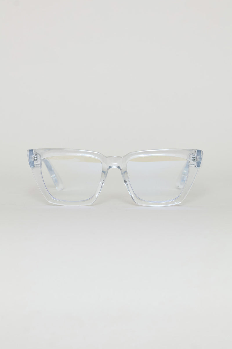 Chunky Square Cateye Glasses - Clear