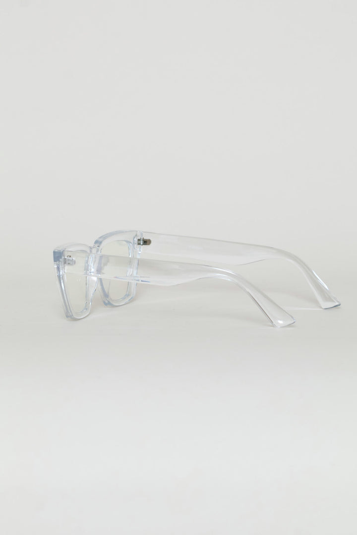 Chunky Square Cateye Glasses - Clear